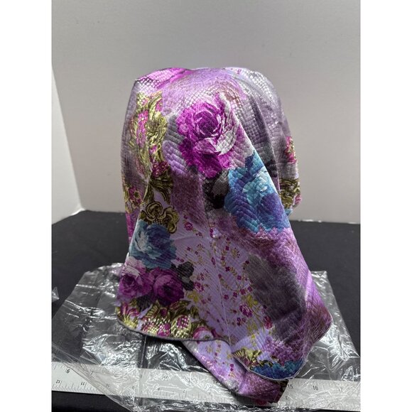 Rinati Lakel Purple Floral Leatherette Kaly Easy Headscarf Satin Feel Floral Pat - Picture 5 of 8